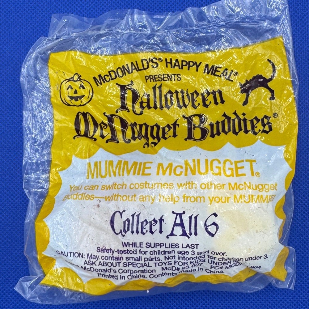 Vintage 1992 McDonalds Halloween McNugget Buddies Mummie McNugget Sealed Toy New